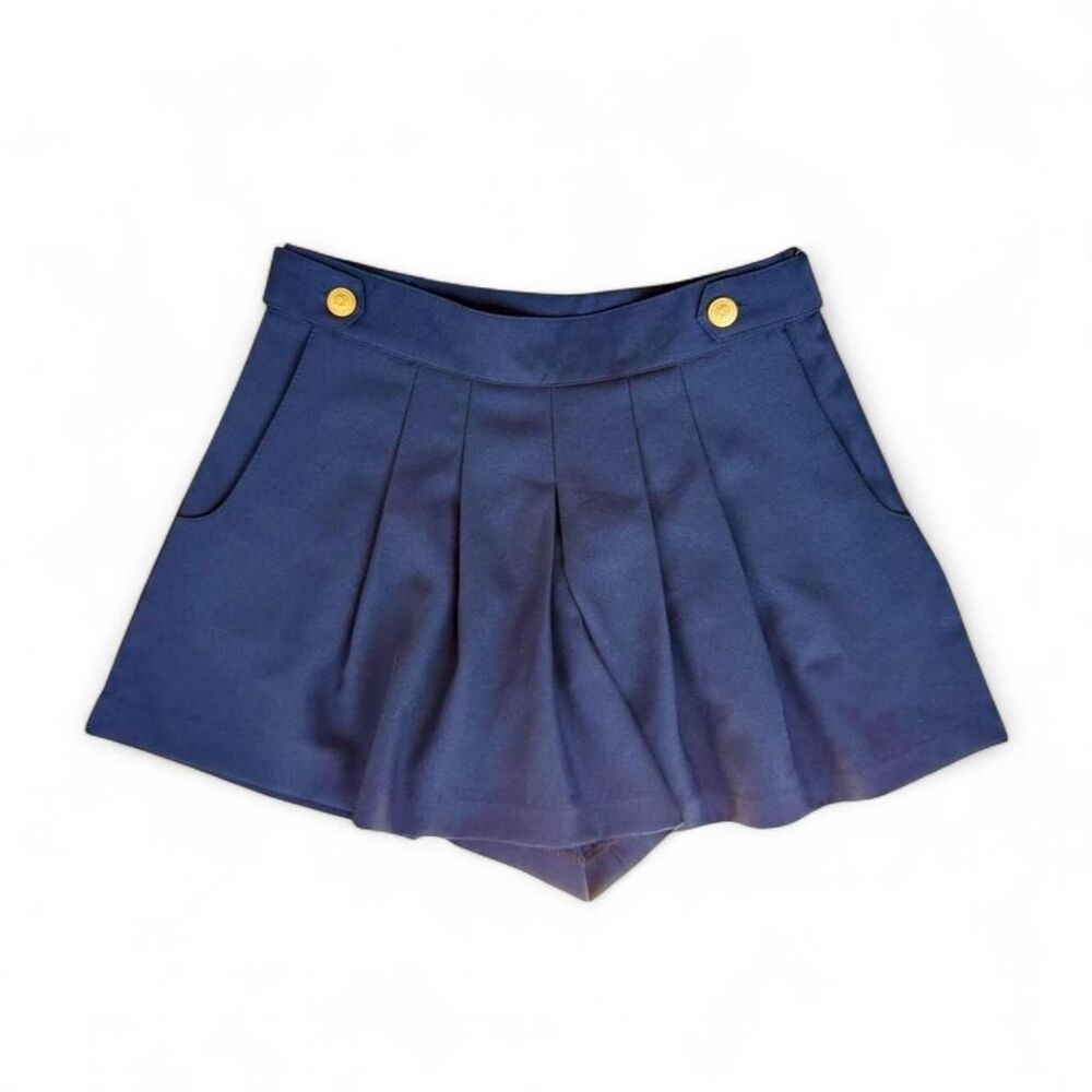 Page Navy Blue Pleated Mini Skirt Skort Size M